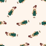 waiter cartoon seamless pattern background N2