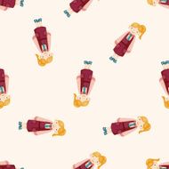 waiter cartoon seamless pattern background N5