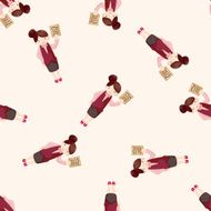 Office worker cartoon seamless pattern background N2