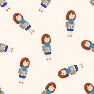 Office worker cartoon seamless pattern background N3