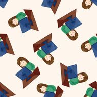 Office worker cartoon seamless pattern background N5