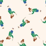 Office worker cartoon seamless pattern background N7