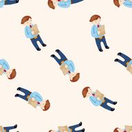 Office workers cartoon seamless pattern background N40