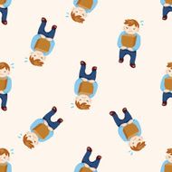 Office workers cartoon seamless pattern background N42