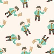 Office workers cartoon seamless pattern background N44