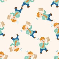 Office workers cartoon seamless pattern background N45