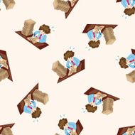 Office workers cartoon seamless pattern background N46