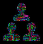 Human Silhouettes on Business and Finance Word Cloud N2