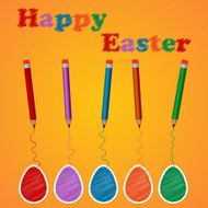 Vector illustration background colored eggs and pencils N2