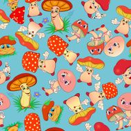 Seamless pattern with cartoon funny mushrooms N2