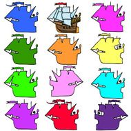 sailboats doodle vector N2