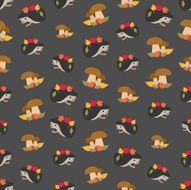 Seamless colorful background made of hedgehog and mushroom