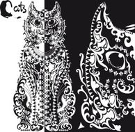 stylized black and white patterned cat