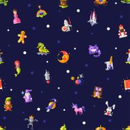 Pattern of modern flat design fairy tales magic icons and