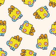 monster cartoon seamless pattern background N14