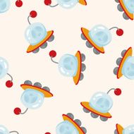 Space ufo cartoon seamless pattern background N4