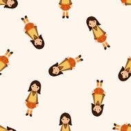 people character cartoon seamless pattern background N21