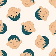 people character cartoon seamless pattern background N22