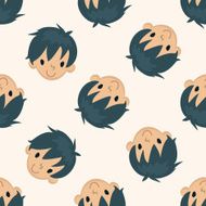 people character cartoon seamless pattern background N25