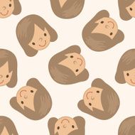 people character cartoon seamless pattern background N27