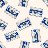 Audiotape cartoon seamless pattern background N13
