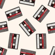Audiotape cartoon seamless pattern background N14