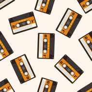 Audiotape cartoon seamless pattern background N16