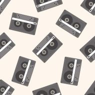 Audiotape cartoon seamless pattern background N17