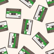 Audiotape cartoon seamless pattern background N18