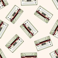 Audiotape cartoon seamless pattern background N19