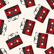 Audiotape cartoon seamless pattern background N21