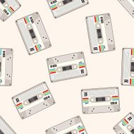 Audiotape cartoon seamless pattern background N22