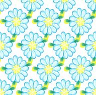 Watercolor vector seamless pattern with daisies