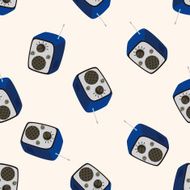 radio cartoon seamless pattern background N14
