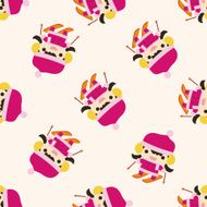 Skiers cartoon seamless pattern background