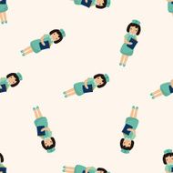 nurse cartoon seamless pattern background N6