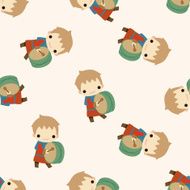 Medieval character cartoon seamless pattern background N3