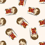 Medieval character cartoon seamless pattern background N6