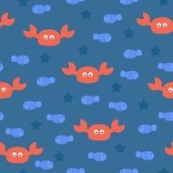 Sea crabs seamless pattern Vector illustration