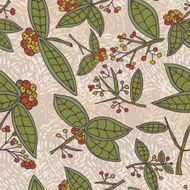Cranberry vector pattern with leaves and berries N2