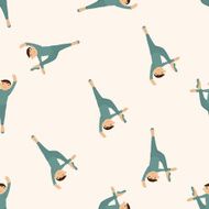 dancer cartoon seamless pattern background N9