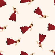 dancer cartoon seamless pattern background N10