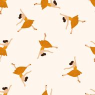 dancer cartoon seamless pattern background N12