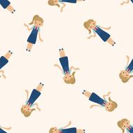 waiter cartoon seamless pattern background N15