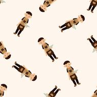 waiter cartoon seamless pattern background N16