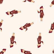 flight attendants cartoon seamless pattern background N7