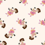 family mother character cartoon seamless pattern background N3