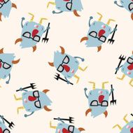 monster cartoon seamless pattern background N16