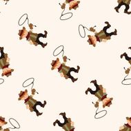 cowboy cartoon seamless pattern background N14