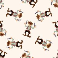 cowboy cartoon seamless pattern background N15